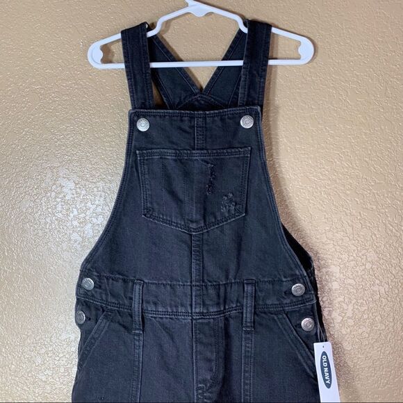 Old Navy girls black wash distressed overalls‎ - Picture 2 of 11